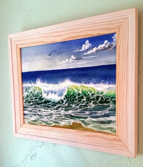 Ocean Wave Acrylic on Canvas Board Painting Beach House Coastal Design Ocean Wave Acrylic on Canvas Board Painting Beach House Coastal Design