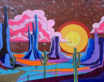 Celestial Desert Dreams, Original Southwestern Landscape Painting, A Transcendent Vision of the American Southwest