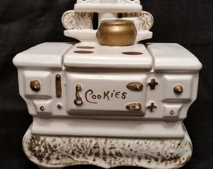 Mccoy Cookie Jar White Stove Gold Accents Vintage 1960s Etsy