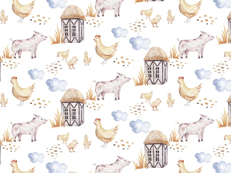 Watercolor farm animals patterns . Farms kids animal pattern Etsy