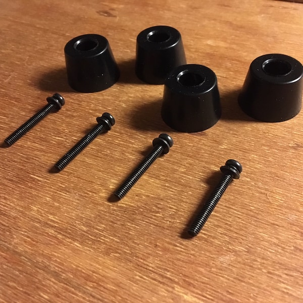 4 Rubber Feet W/Longer Screws/for Wood case Cabinets in Marantz,Pioneer,Sansui stereo receivers