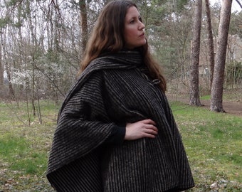 Cozy cape striped wool