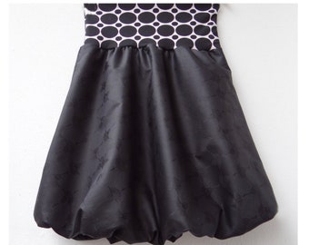 Balloon Skirt Black White Ornaments & Dots