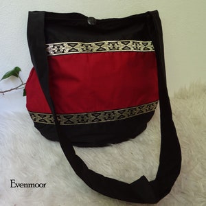 Mittelaltertasche schwarz Rot Goldborte Tasche Mittelalter
