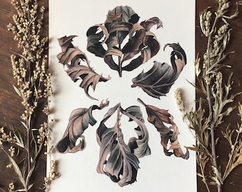 Dead leaves circle, Watercolor print