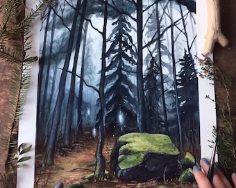 Moss, gouache, Art print.