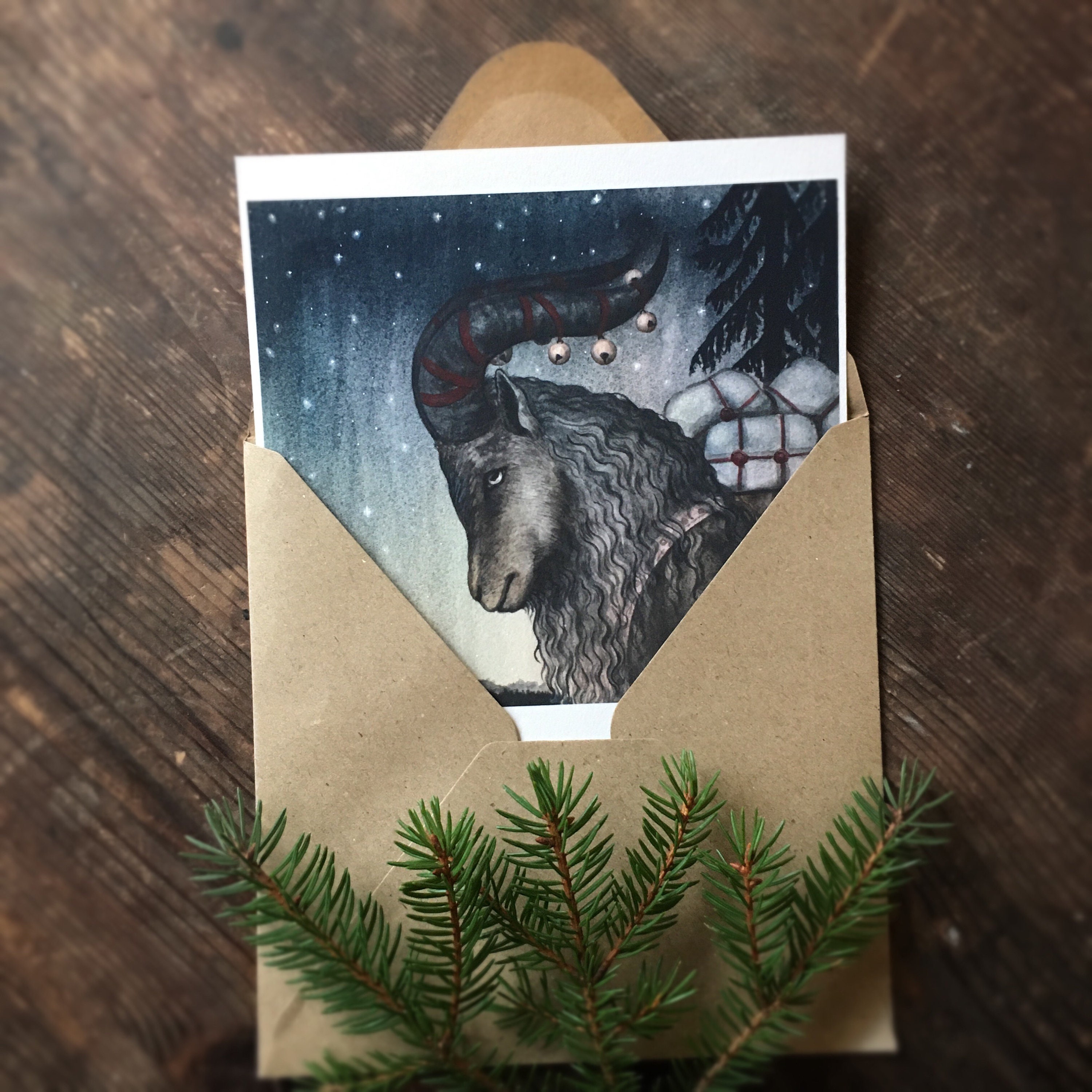 Chèvre de Noël sombre Carte de vœux -  France