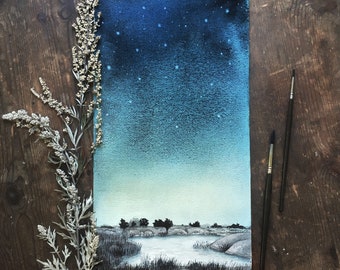 Archipelago sky, watercolor, Art print.
