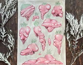 Meatplants, Watercolor, Art print.