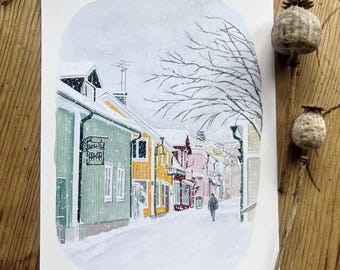 Vintergata i Norrtälje, print