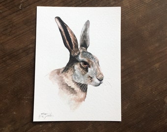Hare, Watercolor Print