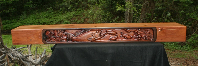 Fish Carved Fireplace Mantel Etsy