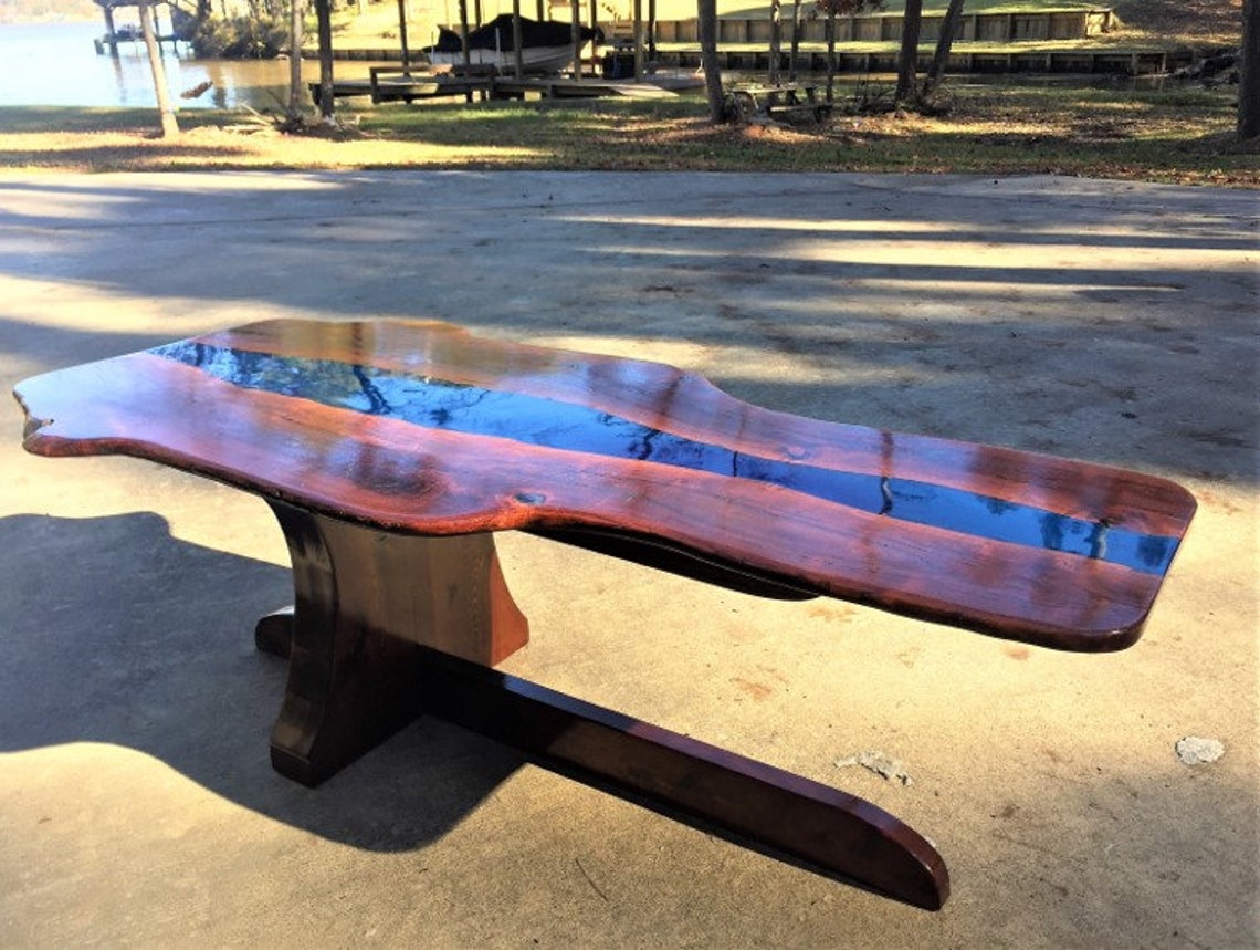 Resin and Mesquite Live Edge Table Etsy