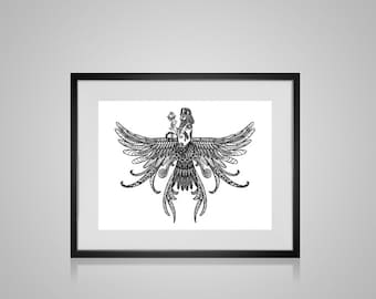 Descarga instantánea de arte imprimible Asho Farohar, garabato Zentangle, página para colorear, arte religioso