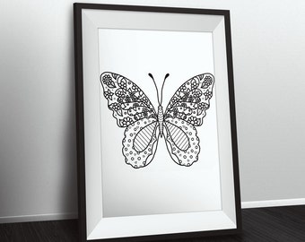 Beautiful Butterfly Zentangle