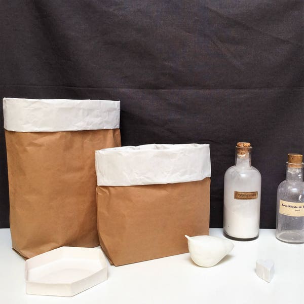 Paper Bag Taille S - Sac Kraft Ecru intérieur blanc à customiser