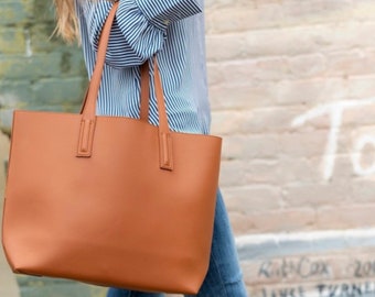 Camel Leather Tote Etsy