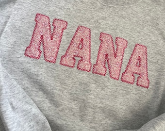 NANA Embroidered Pink Floral Applique Sweatshirt | Simple NANA