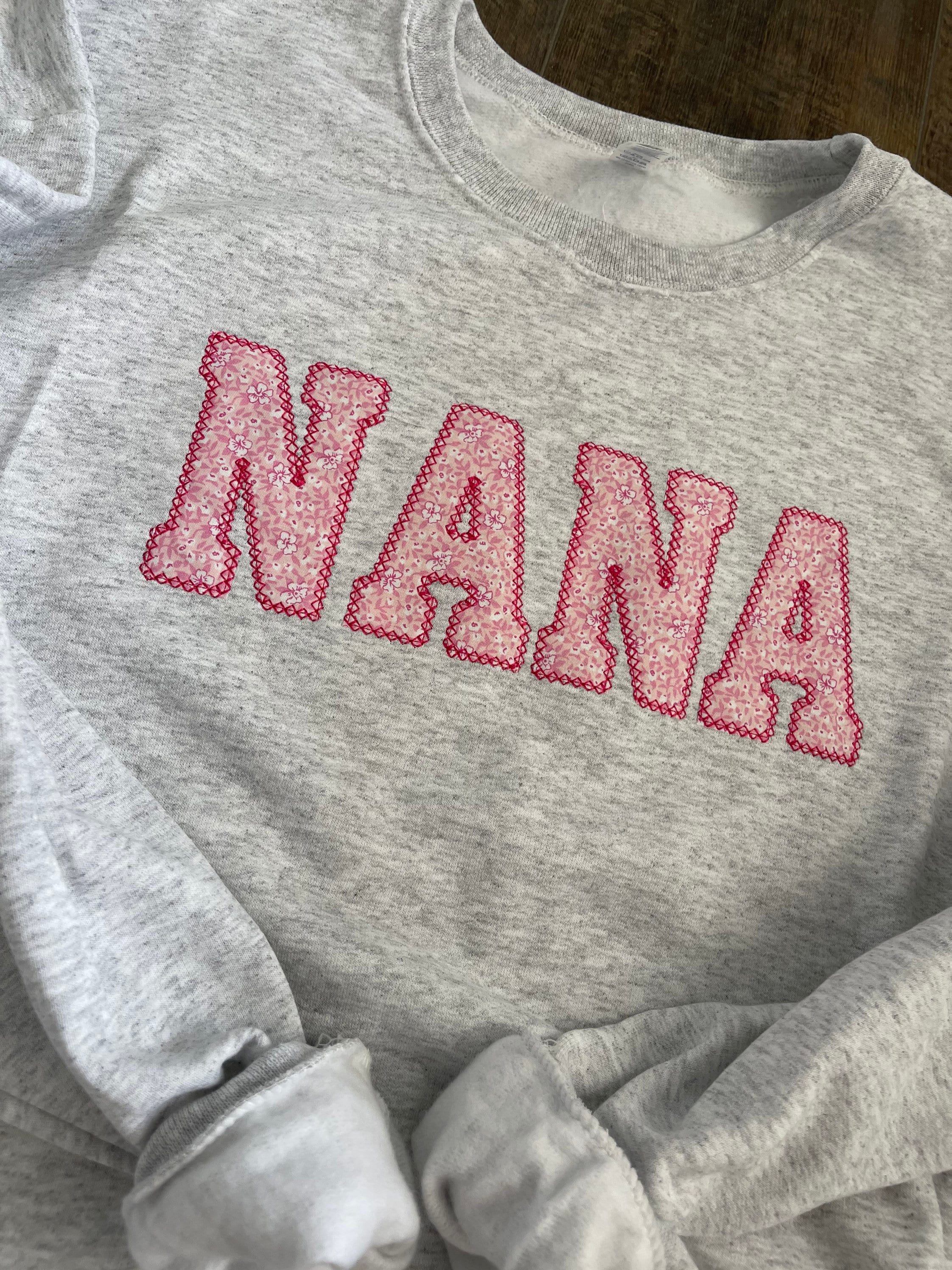NANA Embroidered Pink Floral Applique Sweatshirt | Simple NANA