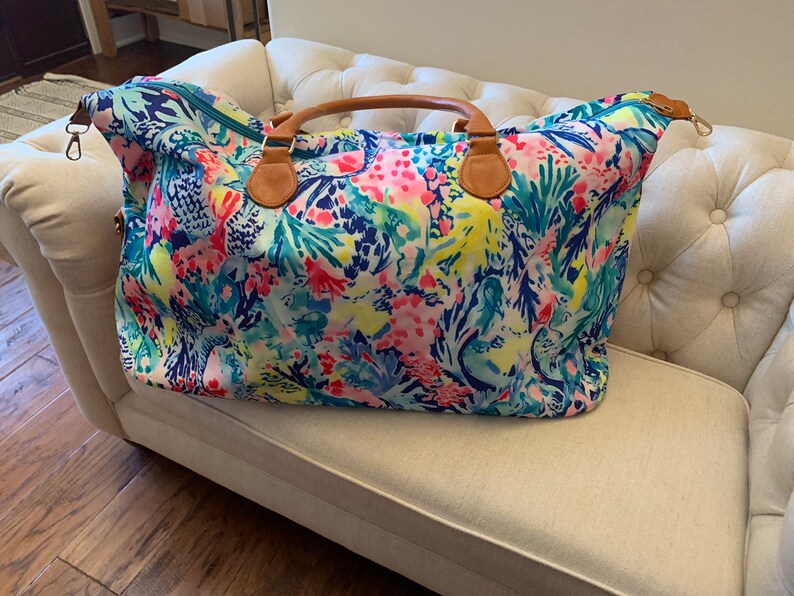 Monogrammed Gift Monogrammed Luggage Monogrammed Lilly Inspired Weekender Monogrammed Overnight Bag