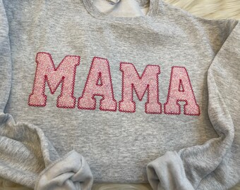 Mama Sweat-shirt Appliqué Floral Rose Brodé | Simple Mama Pullover, cadeau pour maman, chemise Mama personnalisée
