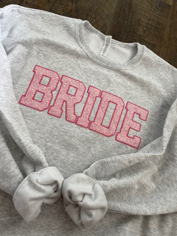 Embroidered Floral Custom Sweatshirt, Bride Sweatshirt With