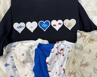 Baby Outfit Embroidered Hearts Keepsake Applique Sweatshirt  | Simple Mama Pullover, Gift for Mom, Personalized Mama Shirt
