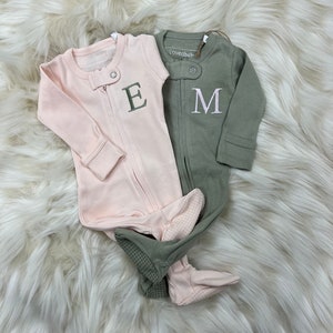 Monogrammed Lovedbaby Organic ZIPPERED Footie | Personalized Baby Coming Home Outfit | Monogrammed Baby Gift