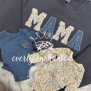 Mama Embroidered Baby Outfit Keepsake Applique Sweatshirt  | Simple Mama Pullover, Gift for Mom, Personalized Mama Shirt