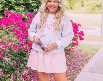 Mama Embroidered Pink Floral Applique Sweat-shirt | Pull Simple Mama, Cadeau pour maman, Chemise Maman Personnalisée
