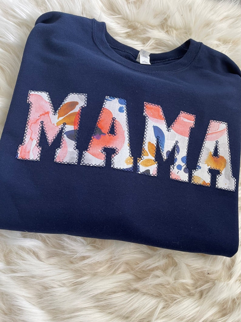 Mama Embroidered Floral Applique Sweatshirt Simple Mama Etsy