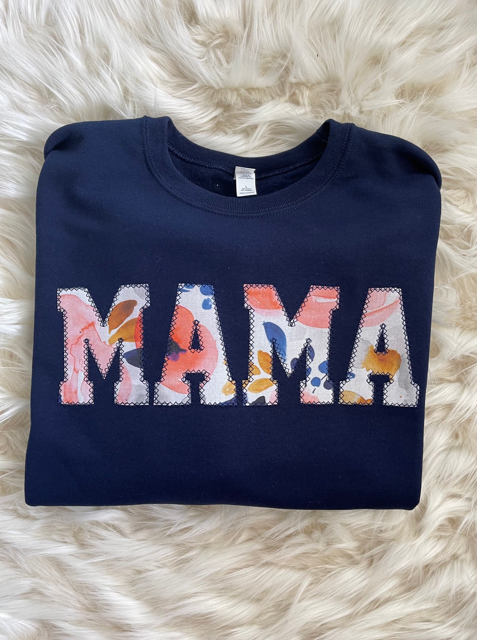 Mama Embroidered Floral Applique Sweatshirt Simple Mama Etsy