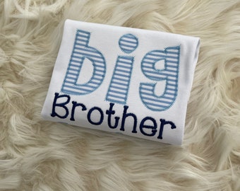 Big Brother Baby Boy Blue Embroidered Appliqué Shirt | Big Brother Little Brother Seersucker Shirt | Custom Big Sis Big Bro Shirt