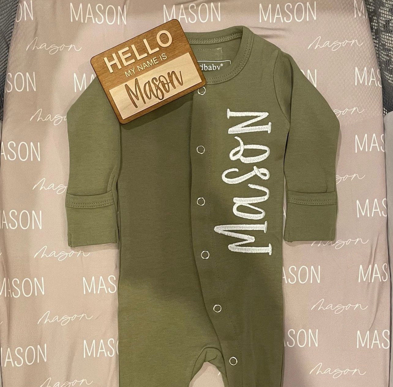 Monogrammed Lovedbaby Organic Footie Personalized Baby Coming Home Outfit Monogrammed Baby Gift