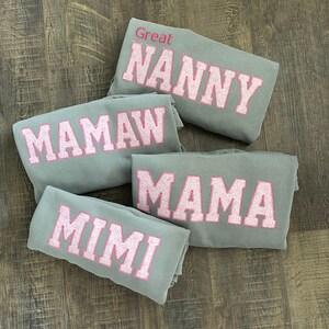 Comfort Colors Mama Embroidered Pink Floral Applique Sweatshirt  | Simple Mama Pullover, Gift for Mom, Personalized Mama Shirt