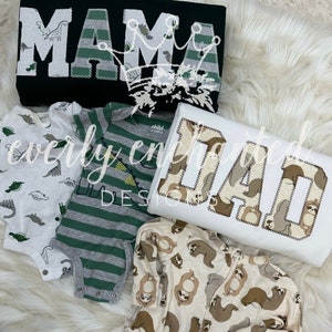 Mama Embroidered Baby Outfit Memory Applique Sweatshirt  | Simple Mama Pullover, Gift for Mom, Personalized Mama Shirt