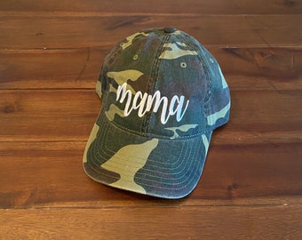 Mama camouflagemuts | Baseballcap met camouflageprint | Cadeau met monogram | Verjaardagscadeau voor moeder