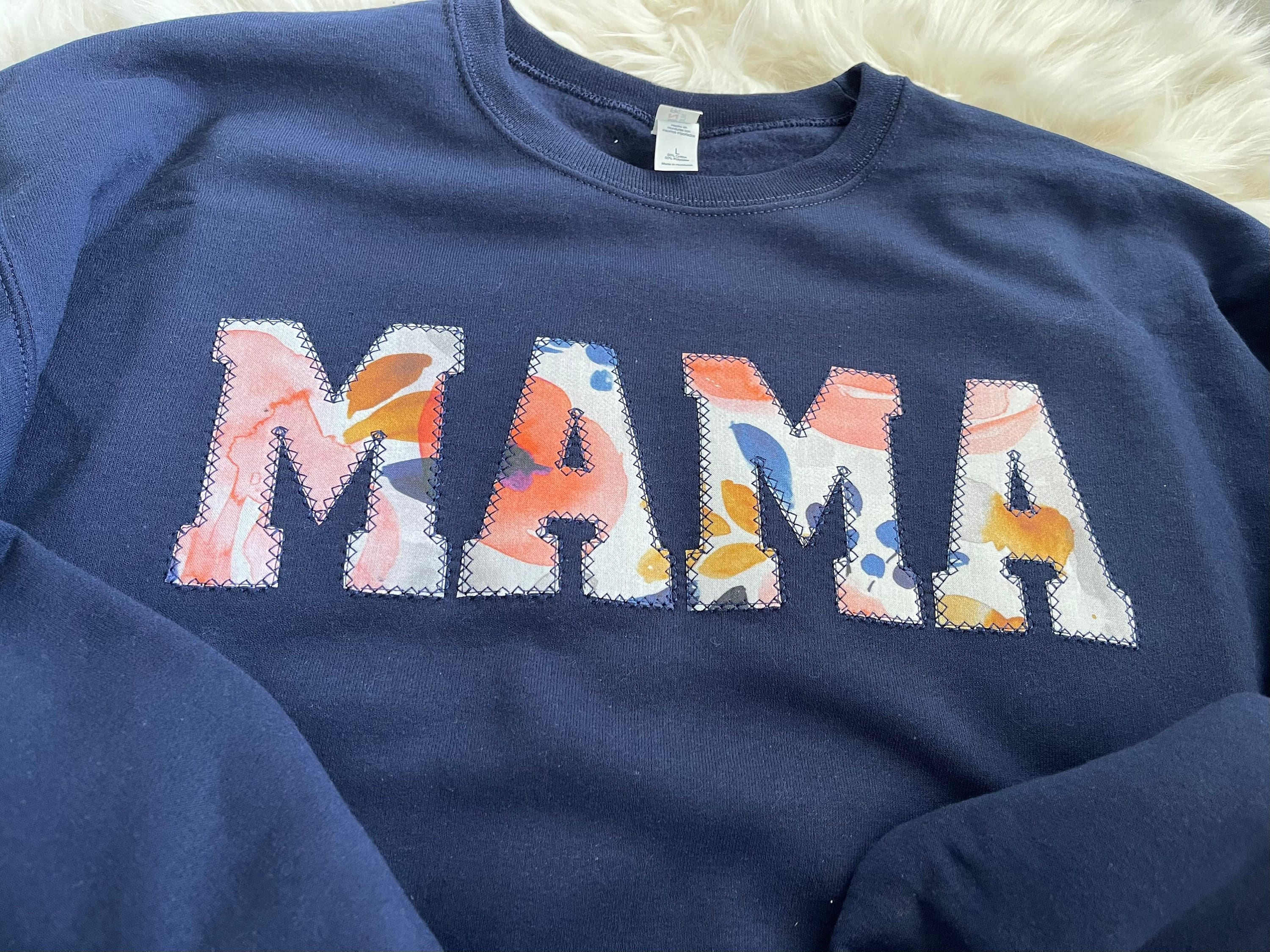 Mama Embroidered Floral Applique Sweatshirt Simple Mama Etsy