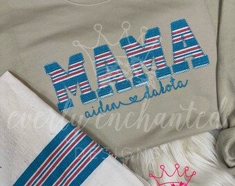 Mama Embroidered Swaddle Hospital Baby Blanket Keepsake Applique Sweatshirt  | Simple Mama Pullover, Gift for Mom, Personalized Mama Shirt