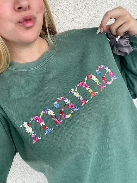 Comfort Colors Mama Embroidered Floral Sweatshirt Simple Mama