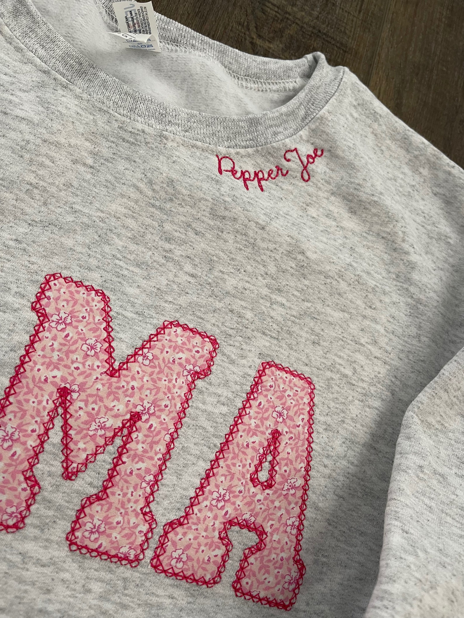 Mama Embroidered Pink Floral Applique Sweatshirt With Children Etsy