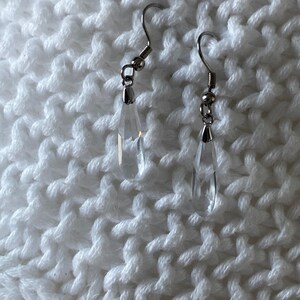 Tear drop Swarovski clear crystal  dangling prism earrings