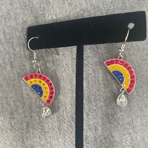 Swarovski crystal rainbow with crystal drop dangling earrings