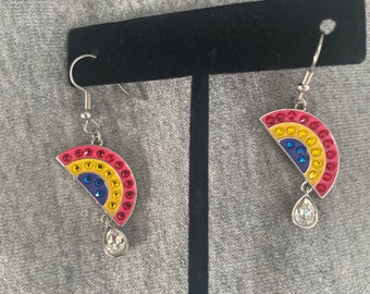 Swarovski crystal rainbow with crystal drop dangling earrings