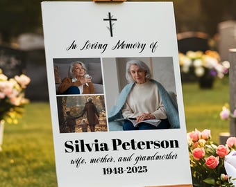 Memorial Gathering, Celebration of Life Photo Collage, Funeral Welcome Sign, In Loving Memory