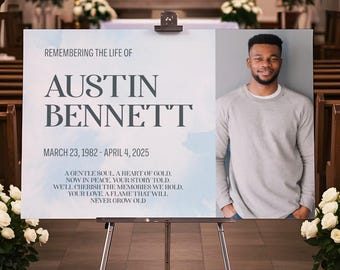 Memorial Service, Photo Funeral Welcome Sign, In Loving Memory, Celebration of Life