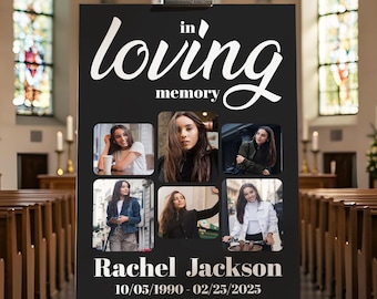 Funeral Photo Collage Sign, Celebration of Life Poster, Memorial Photos, In Loving Memory