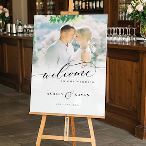 Photo Wedding Acrylic Welcome Sign, Custom Entrance Signage for Ceremony, Reception, Engagement Party