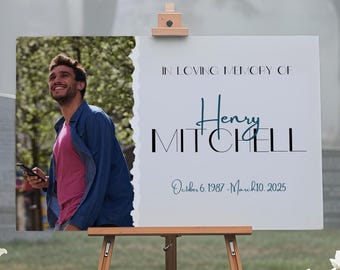 Remembrance Sign, Memorial Service, Photo Funeral Welcome, In Loving Memory, Celebration of Life