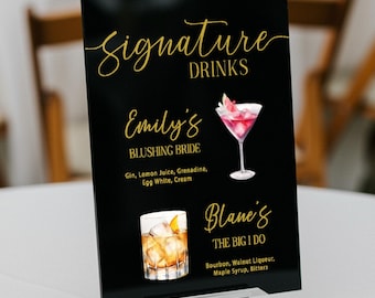 Acrylic Wedding Bar Sign: Signature Drink Menu
